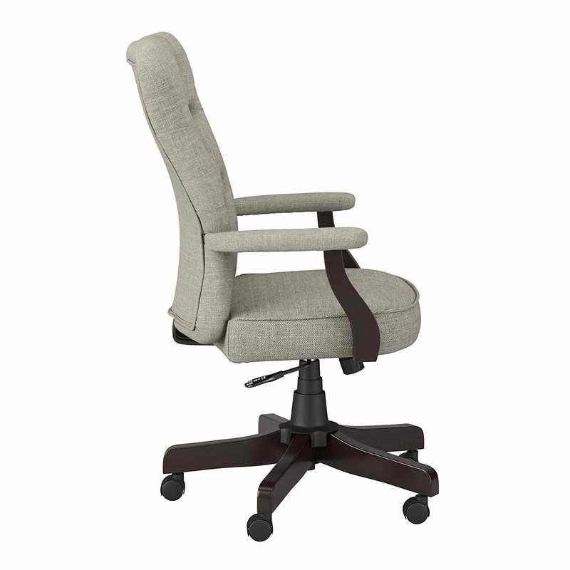 Pemberly Row Lane High Back Tufted Office Chair with Arms in Light Gray Fabric