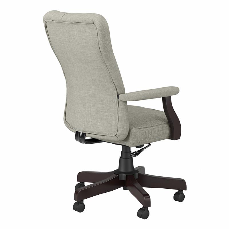 Pemberly Row Lane High Back Tufted Office Chair with Arms in Light Gray Fabric