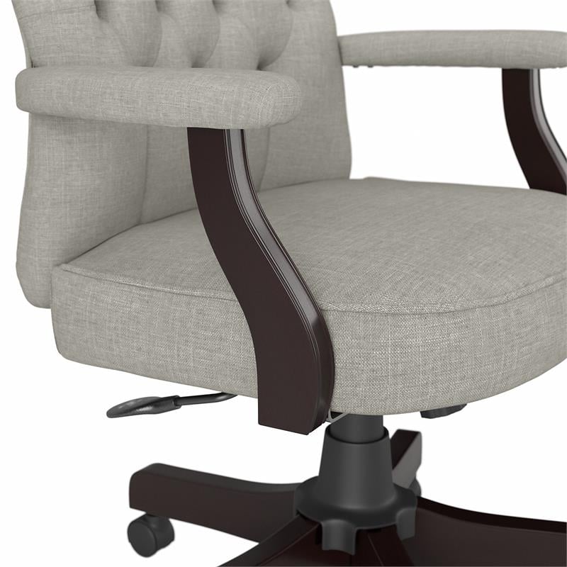 Pemberly Row Lane High Back Tufted Office Chair with Arms in Light Gray Fabric