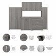 Pemberly Row 108W 6 Piece Modular Storage Set in Platinum Gray - Engineered Wood