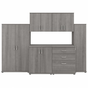 pemberly row 108w 6 piece modular storage set in platinum gray - engineered wood