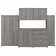 Pemberly Row 108W 6 Piece Modular Storage Set in Platinum Gray - Engineered Wood
