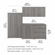 Pemberly Row 92W 5 Piece Modular Storage Set in Platinum Gray - Engineered Wood