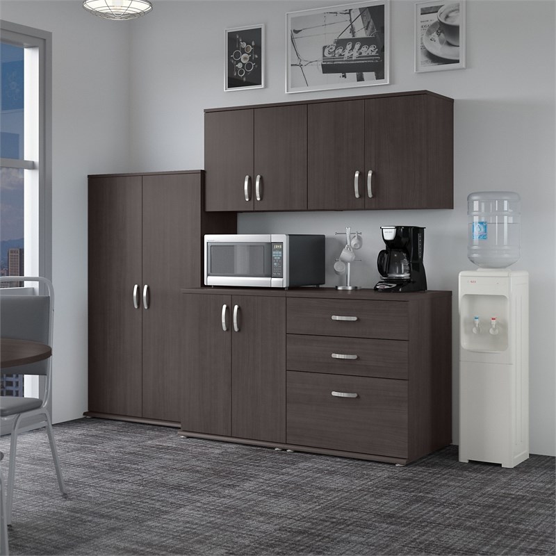 Pemberly Row 92W 5 Piece Modular Storage Set in Storm Gray - Engineered Wood