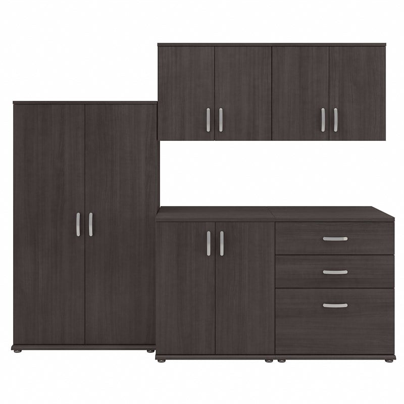 Pemberly Row 92W 5 Piece Modular Storage Set in Storm Gray - Engineered Wood