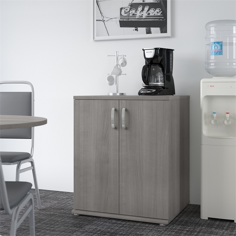Pemberly Row Floor Storage Cabinet with Doors in Platinum Gray - Engineered Wood
