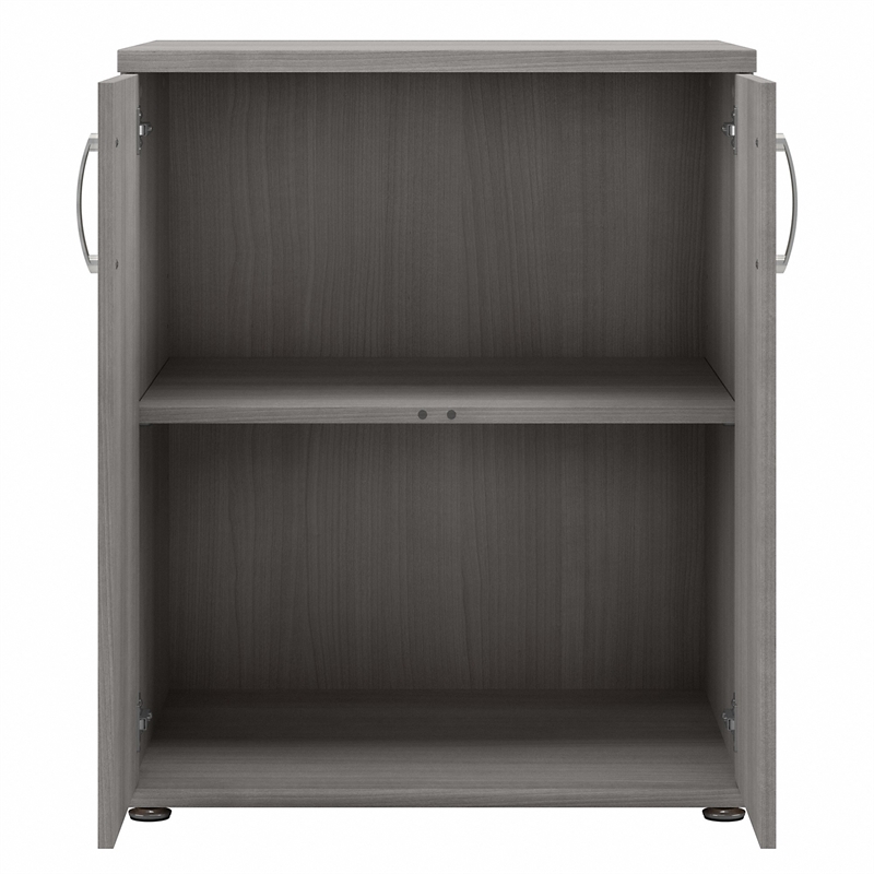 Pemberly Row Floor Storage Cabinet with Doors in Platinum Gray - Engineered Wood