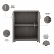 Pemberly Row Floor Storage Cabinet with Doors in Platinum Gray - Engineered Wood