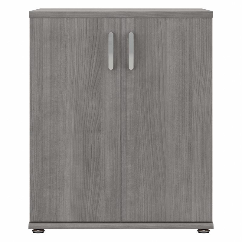 Pemberly Row Floor Storage Cabinet with Doors in Platinum Gray - Engineered Wood