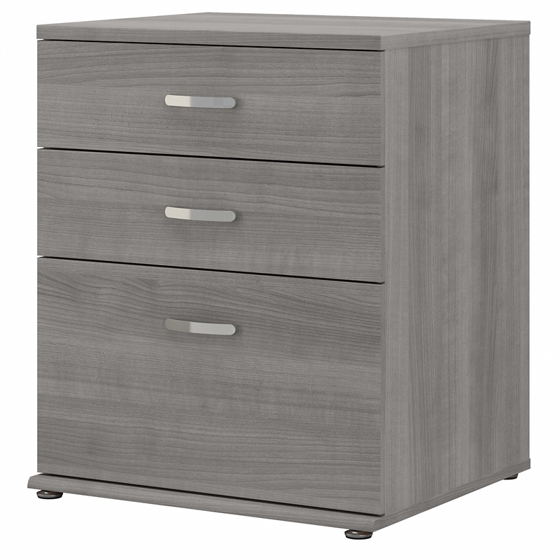 Pemberly Row Engineered Wood Floor Storage Cabinet with Drawers - Platinum Gray