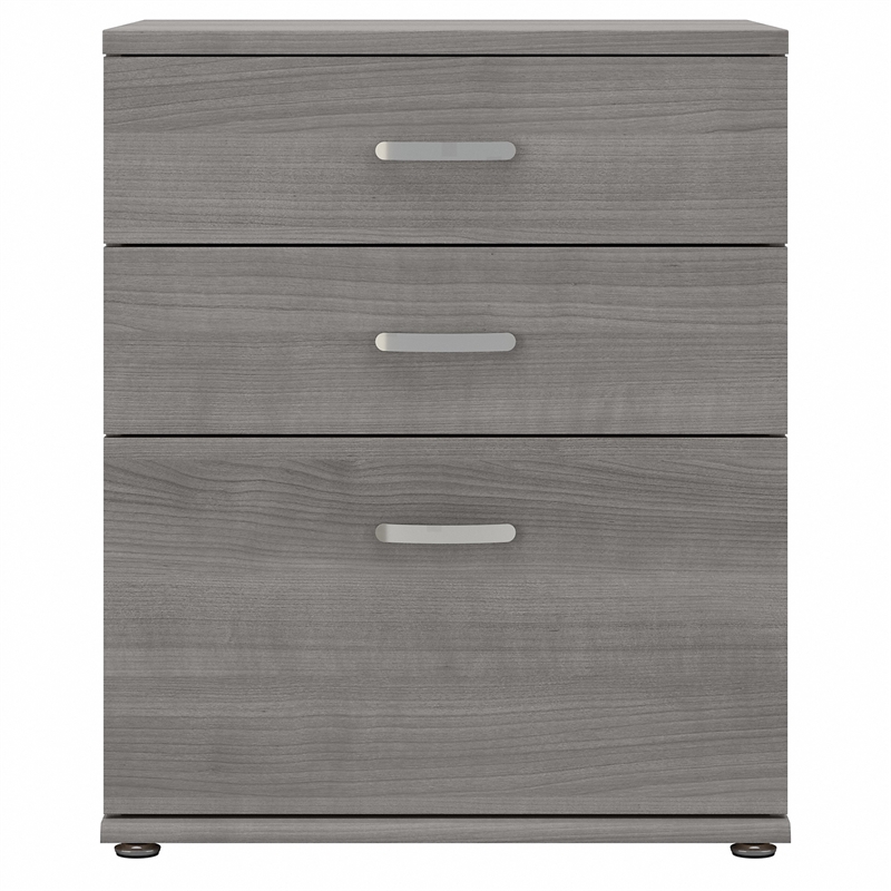 Pemberly Row Engineered Wood Floor Storage Cabinet with Drawers - Platinum Gray