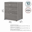 Pemberly Row Engineered Wood Floor Storage Cabinet with Drawers - Platinum Gray