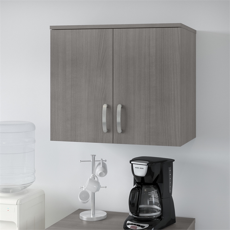 Pemberly Row Engineered Wood Wall Cabinet with Doors and Shelves - Platinum Gray
