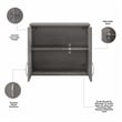 Pemberly Row Engineered Wood Wall Cabinet with Doors and Shelves - Platinum Gray