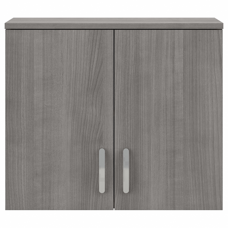 Pemberly Row Engineered Wood Wall Cabinet with Doors and Shelves - Platinum Gray