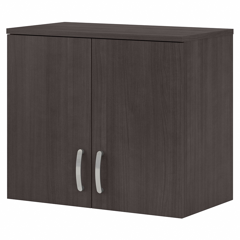 Pemberly Row Wall Cabinet with Doors and Shelves in Storm Gray - Engineered Wood