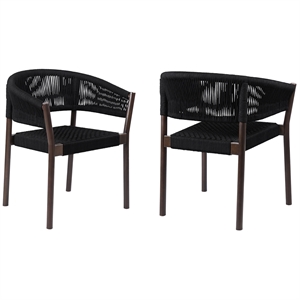 Pemberly Row 18&quot In-Outdoor Dining Chair in Dark Wood/Black (Set of 2)