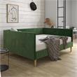 Pemberly Row Mid Century Upholstered Daybed Full Size in Green Velvet