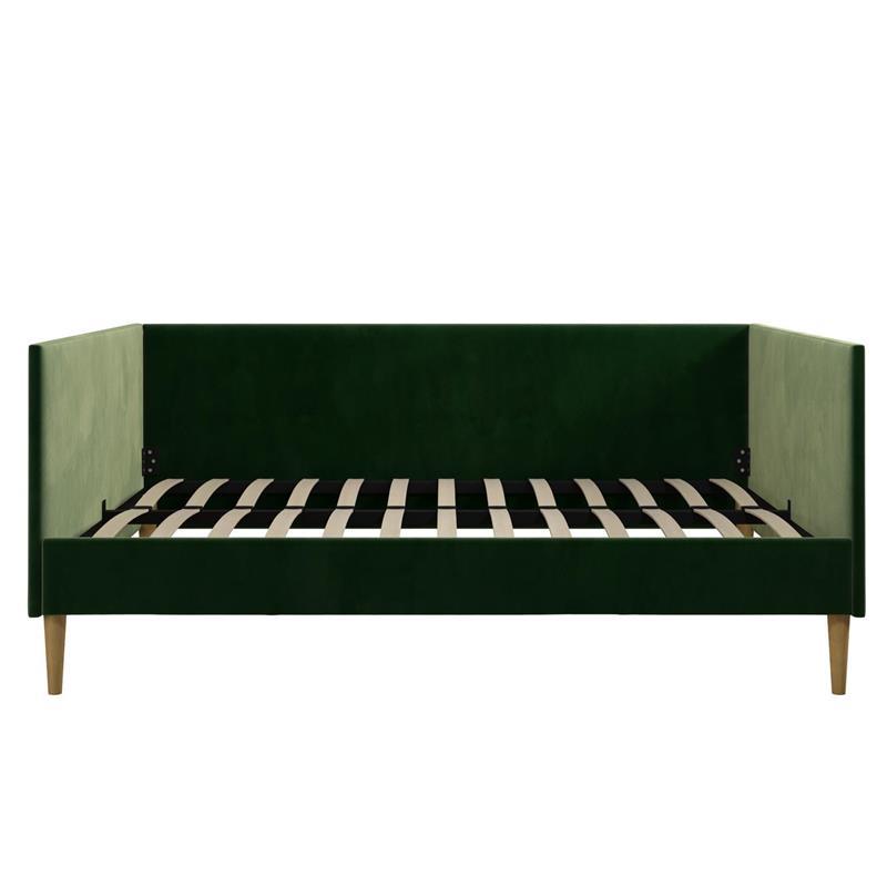 Pemberly Row Mid Century Upholstered Daybed Full Size in Green Velvet
