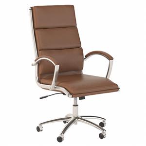 Pemberly Row High Back Faux Leather Executive Office Chair in Saddle Tan