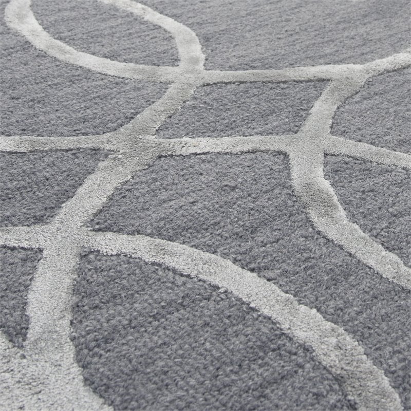 Pemberly Row 9' x 12' Geometric Medium Gray/Silver Hand-Tufted Area Rug