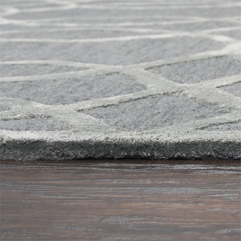 Pemberly Row 9' x 12' Geometric Medium Gray/Silver Hand-Tufted Area Rug