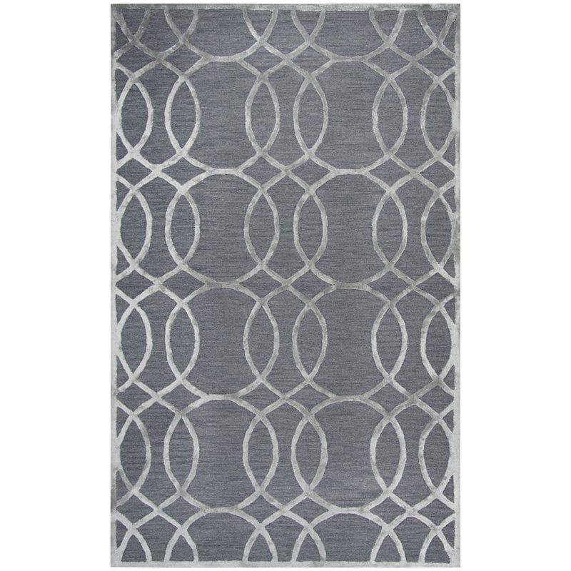 Pemberly Row 9' x 12' Geometric Medium Gray/Silver Hand-Tufted Area Rug