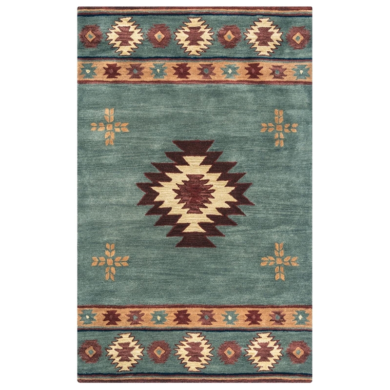Pemberly Row 9' x 12' Tribal Gray Blue/Rust/Burgundy/Tan/Khaki Area Rug