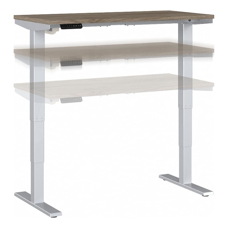 Pemberly Row 48W x 24D Adjustable Desk in Modern Hickory - Engineered Wood