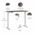 Pemberly Row 48W x 24D Adjustable Desk in Modern Hickory - Engineered Wood