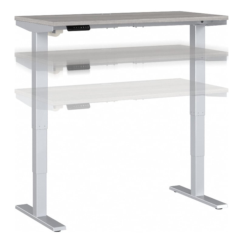 Pemberly Row 48W x 24D Adjustable Desk in Platinum Gray - Engineered Wood