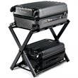Pemberly Row Wood Folding Luggage Rack w/ Shoe Storage Holder - Black (Set of 4)