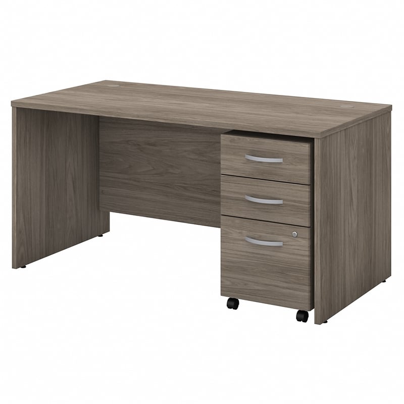 Pemberly Row 60W x 30D Office Desk with Drawers in Hickory - Engineered Wood