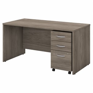 Pemberly Row 60W x 30D Office Desk with Drawers in Hickory - Engineered Wood