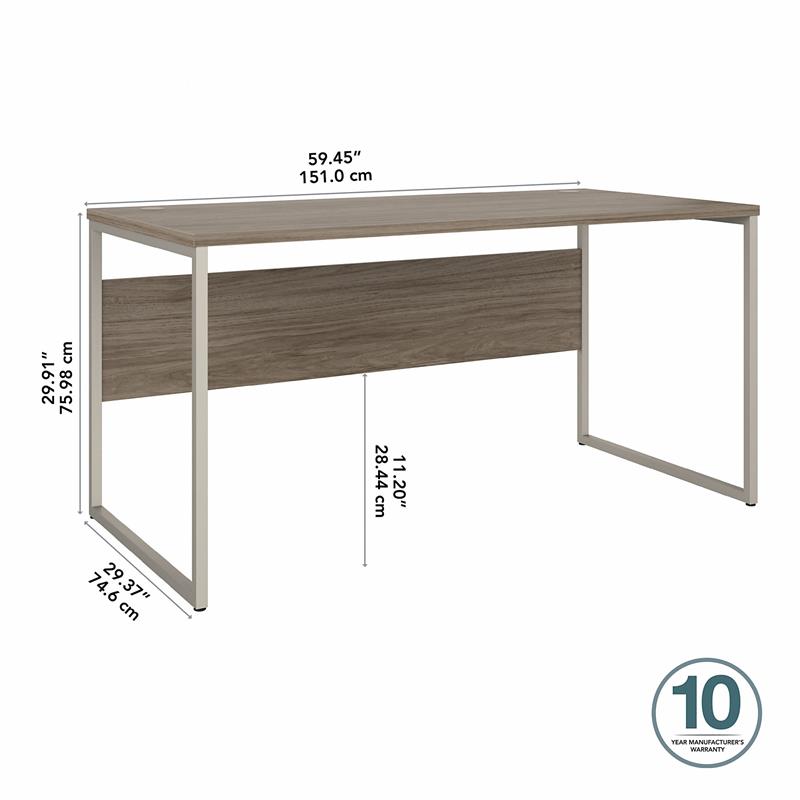 Pemberly Row 60W x 30D Computer Table Desk in Modern Hickory - Engineered Wood