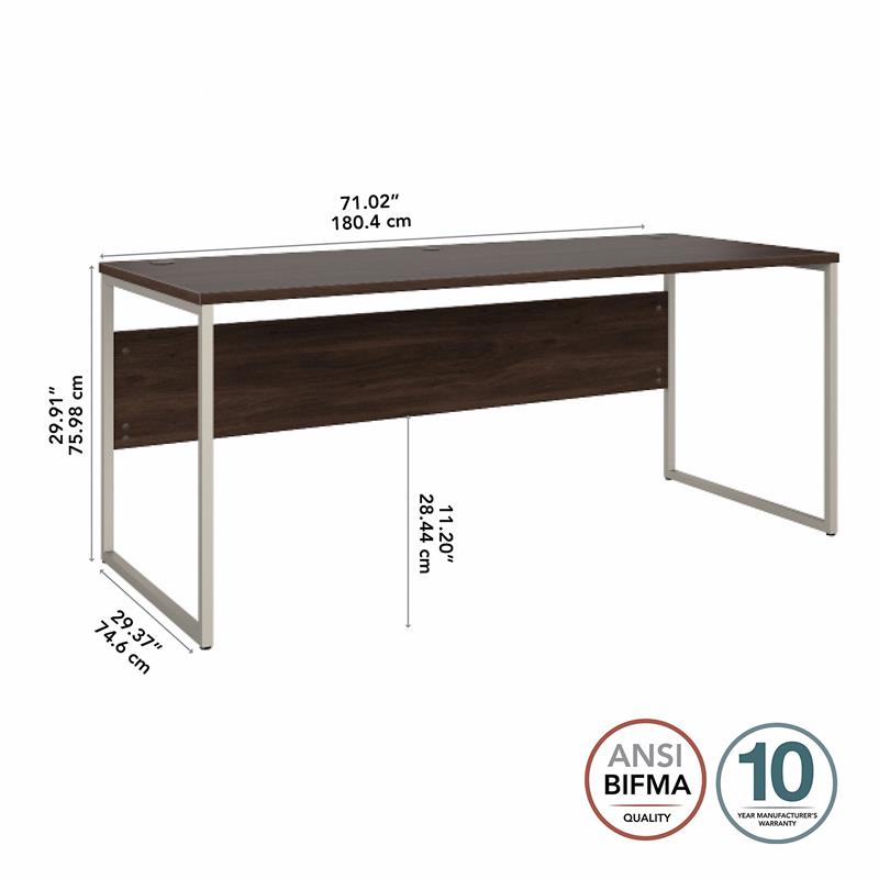 Pemberly Row 72W x 30D Computer Table Desk in Black Walnut - Engineered Wood