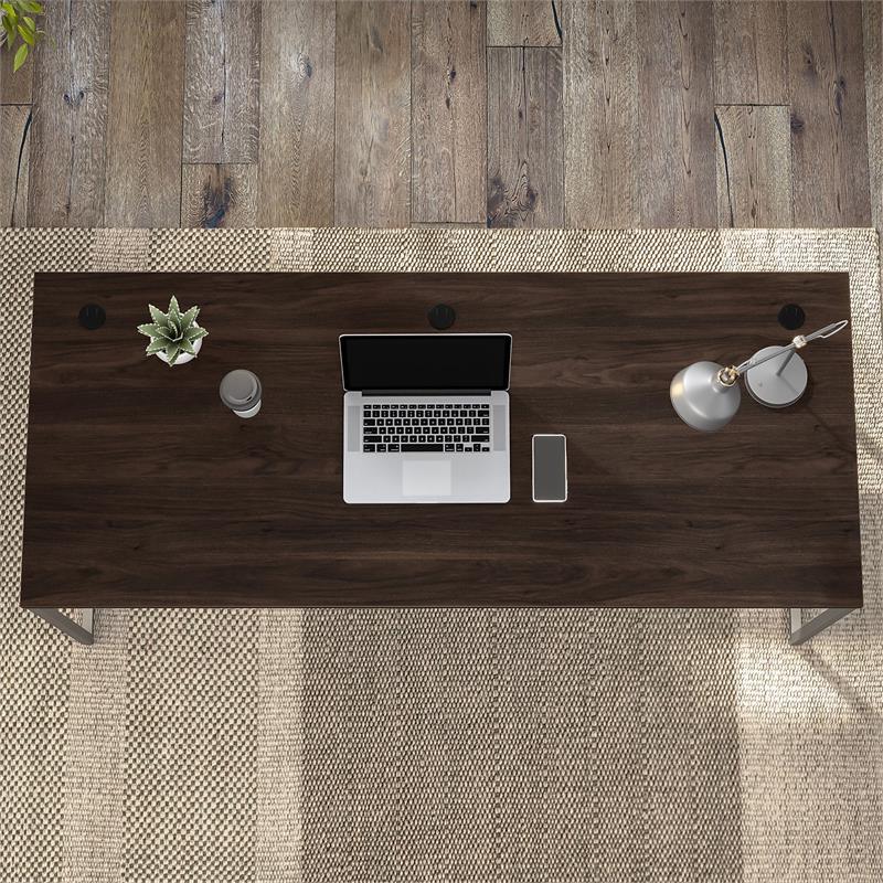 Pemberly Row 72W x 30D Computer Table Desk in Black Walnut - Engineered Wood