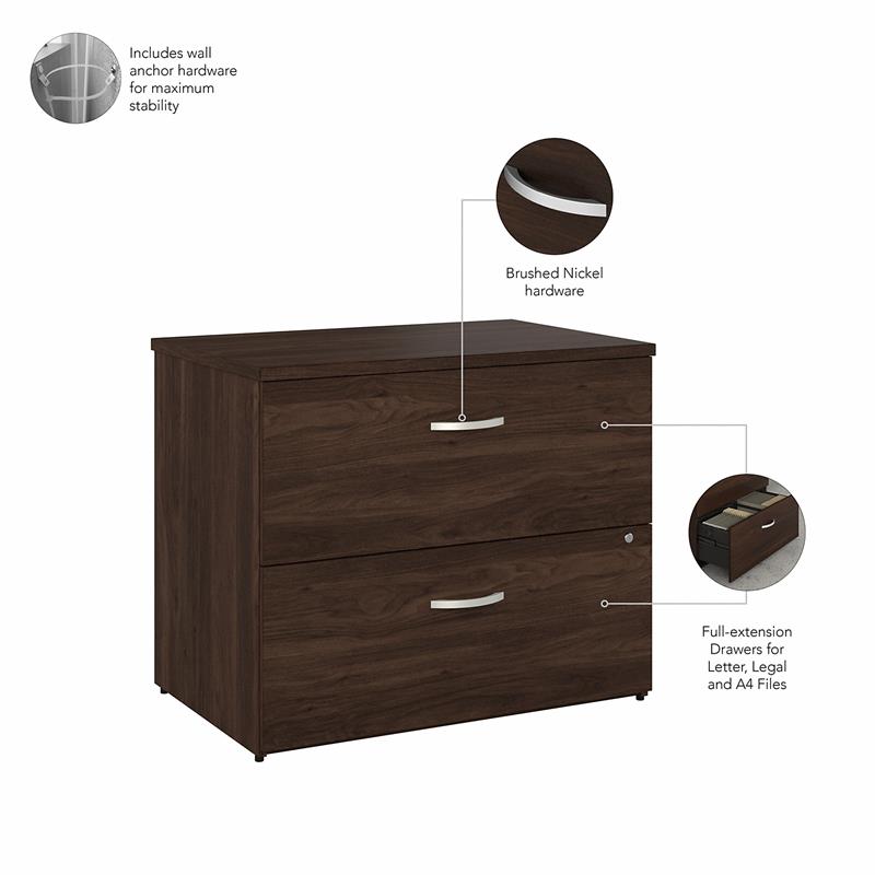 Pemberly Row 2 Drawer Lateral File Cabinet in Black Walnut - Engineered Wood