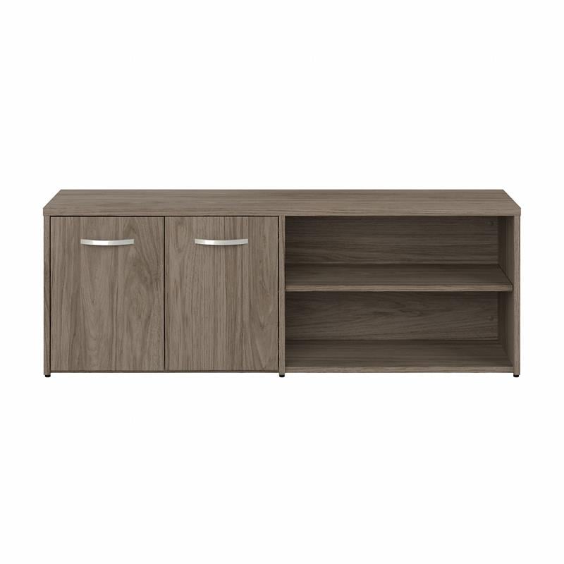 Pemberly Row Low Storage Cabinet with Doors in Modern Hickory - Engineered Wood