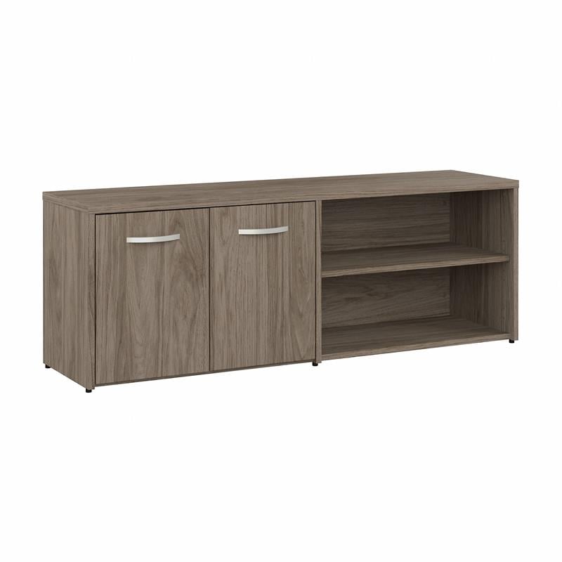 Pemberly Row Low Storage Cabinet with Doors in Modern Hickory - Engineered Wood