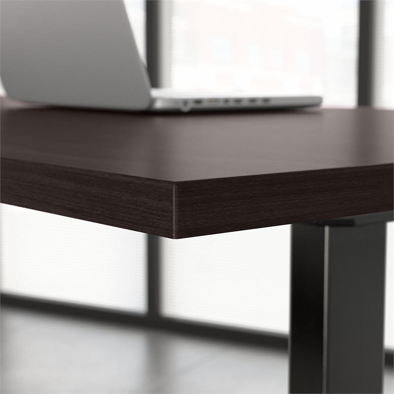 Pemberly Row 60W x 30D Adjustable Desk in Black Walnut - Engineered Wood