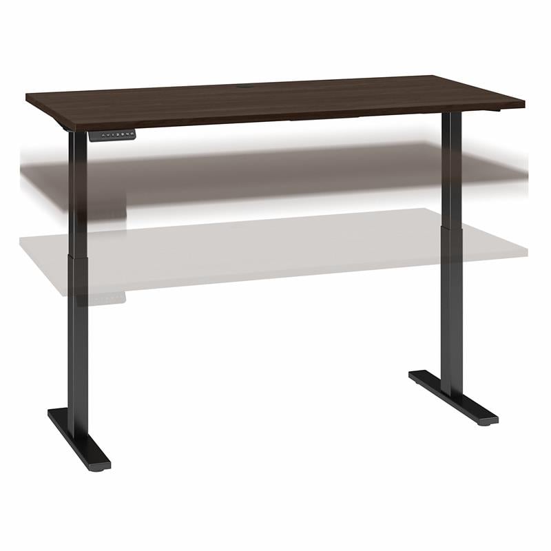 Pemberly Row 60W x 30D Adjustable Desk in Black Walnut - Engineered Wood