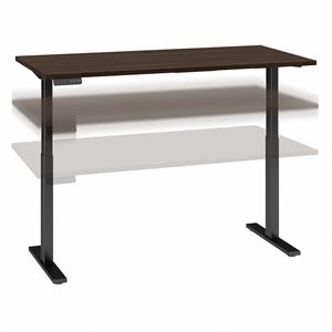 Pemberly Row 60W x 30D Adjustable Desk in Black Walnut - Engineered Wood