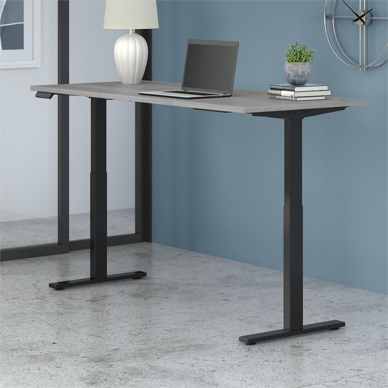 Pemberly Row 72W x 30D Adjustable Desk in Platinum Gray - Engineered Wood