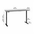 Pemberly Row 72W x 30D Adjustable Desk in Platinum Gray - Engineered Wood