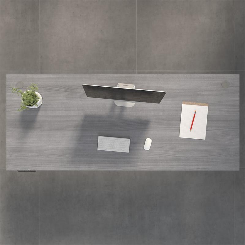 Pemberly Row 72W x 30D Adjustable Desk in Platinum Gray - Engineered Wood