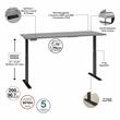 Pemberly Row 72W x 30D Adjustable Desk in Platinum Gray - Engineered Wood