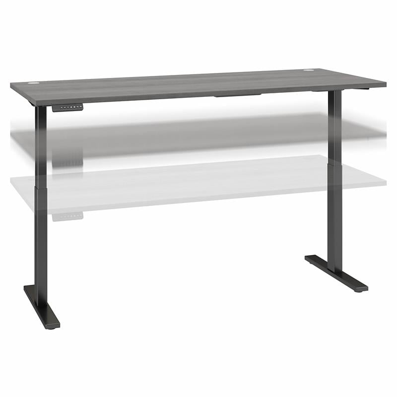 Pemberly Row 72W x 30D Adjustable Desk in Platinum Gray - Engineered Wood