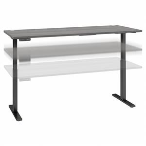 Pemberly Row 72W x 30D Adjustable Desk in Platinum Gray - Engineered Wood
