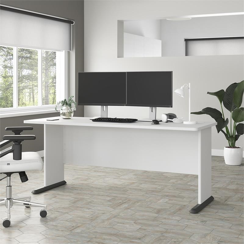 Pemberly Row Modern 72W Computer Desk in White - Engineered Wood